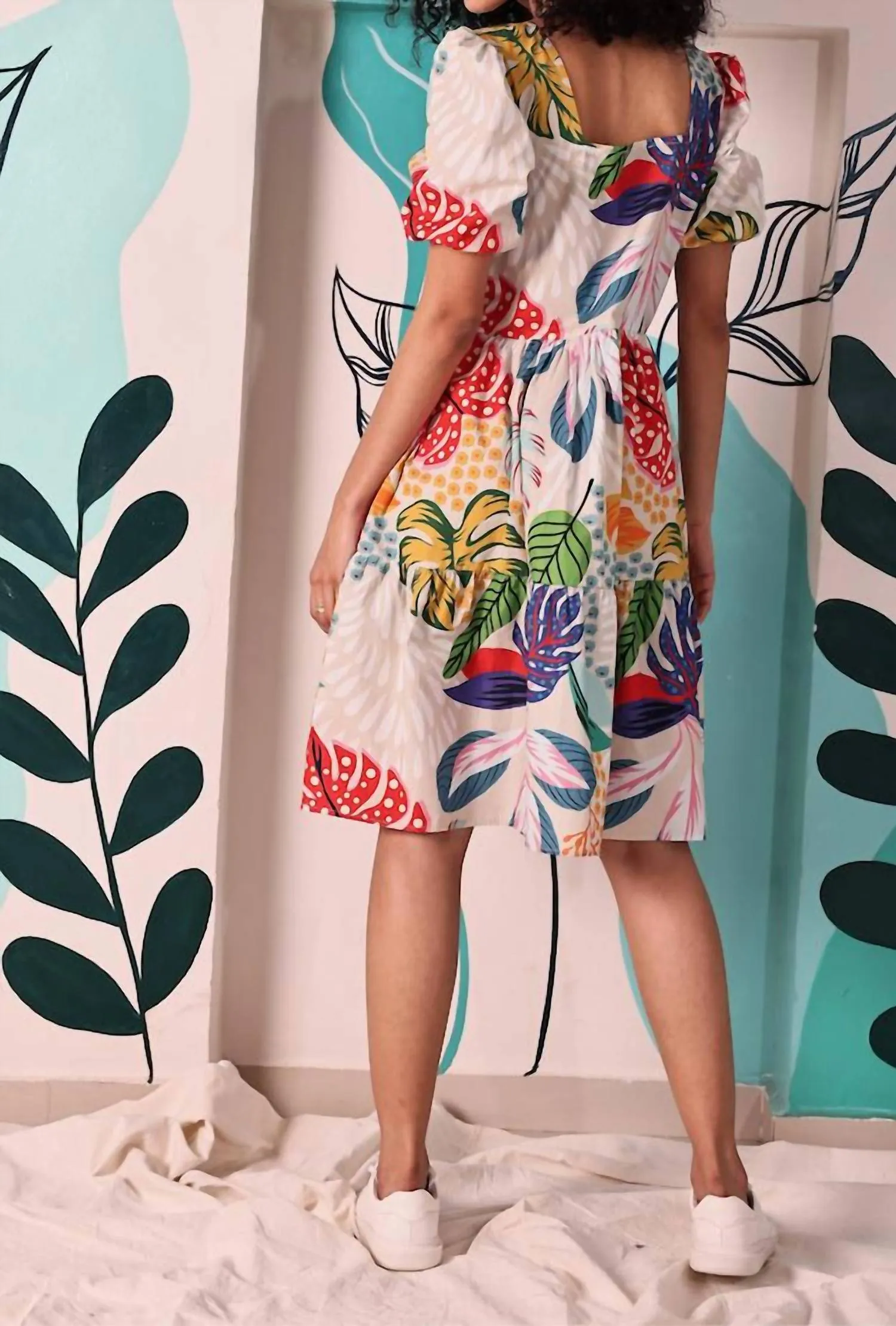 Aria Midi Dress in Vanilla Forest