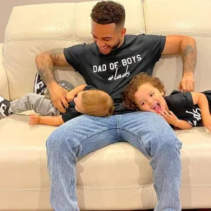 Aston Dad Of Boys/Hashtag Lads Matching Black T-Shirts daddy outfits clearance