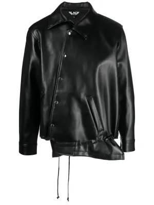 Asymmetric-Hem Artificial Leather Jacket winter jackets clearance