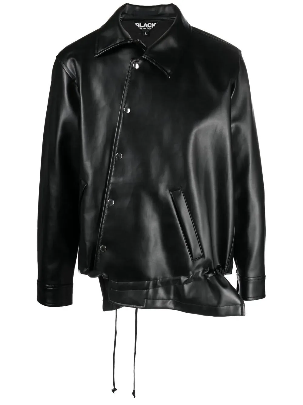 Asymmetric-Hem Artificial Leather Jacket winter jackets clearance
