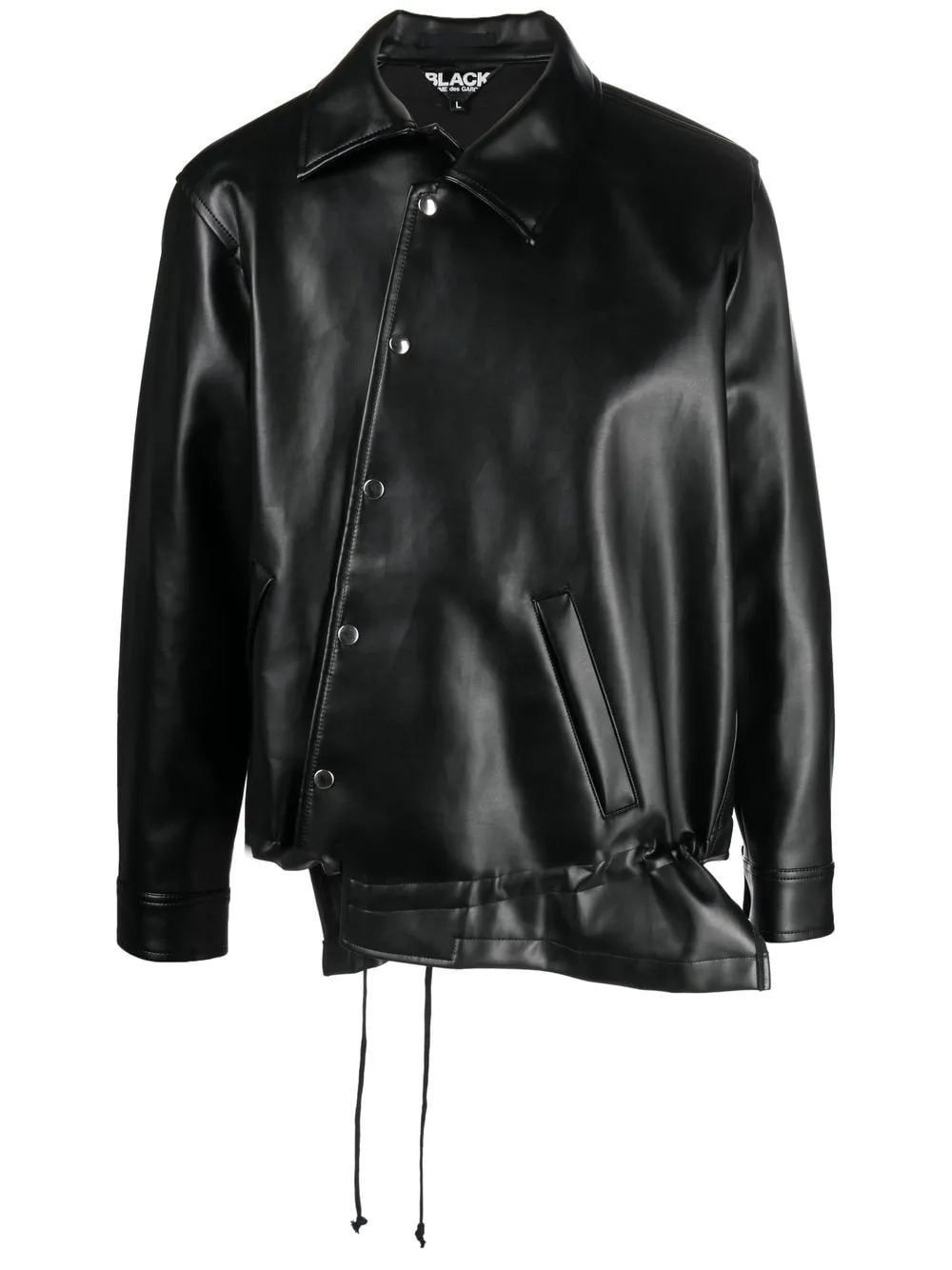 Asymmetric-Hem Artificial Leather Jacket winter jackets clearance