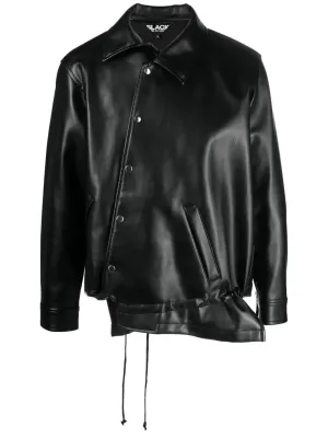 Asymmetric-Hem Artificial Leather Jacket winter jackets clearance