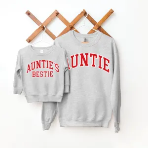 Auntie & Auntie's Bestie Essential Varsity Matching Sweatshirts boys fashion clearance