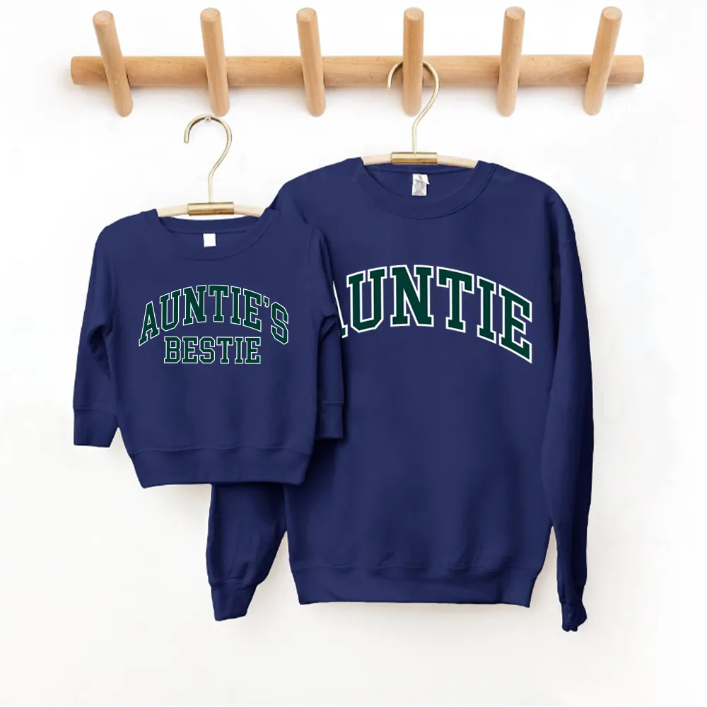 Auntie & Auntie's Bestie Essential Varsity Matching Sweatshirts boys fashion clearance