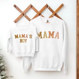 Autumn College Mama & Mama's Boy Matching White Sweatshirts boys fashion clearance