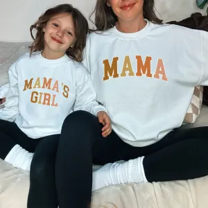 Autumn College Mama & Mama's Girl Matching White Sweatshirts breastfeeding tops cheap