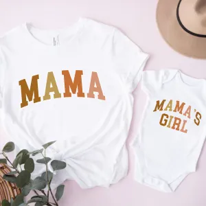 Autumn College Mama & Mama's Girl Matching White T-Shirt & Baby Vest nursing tops best deals