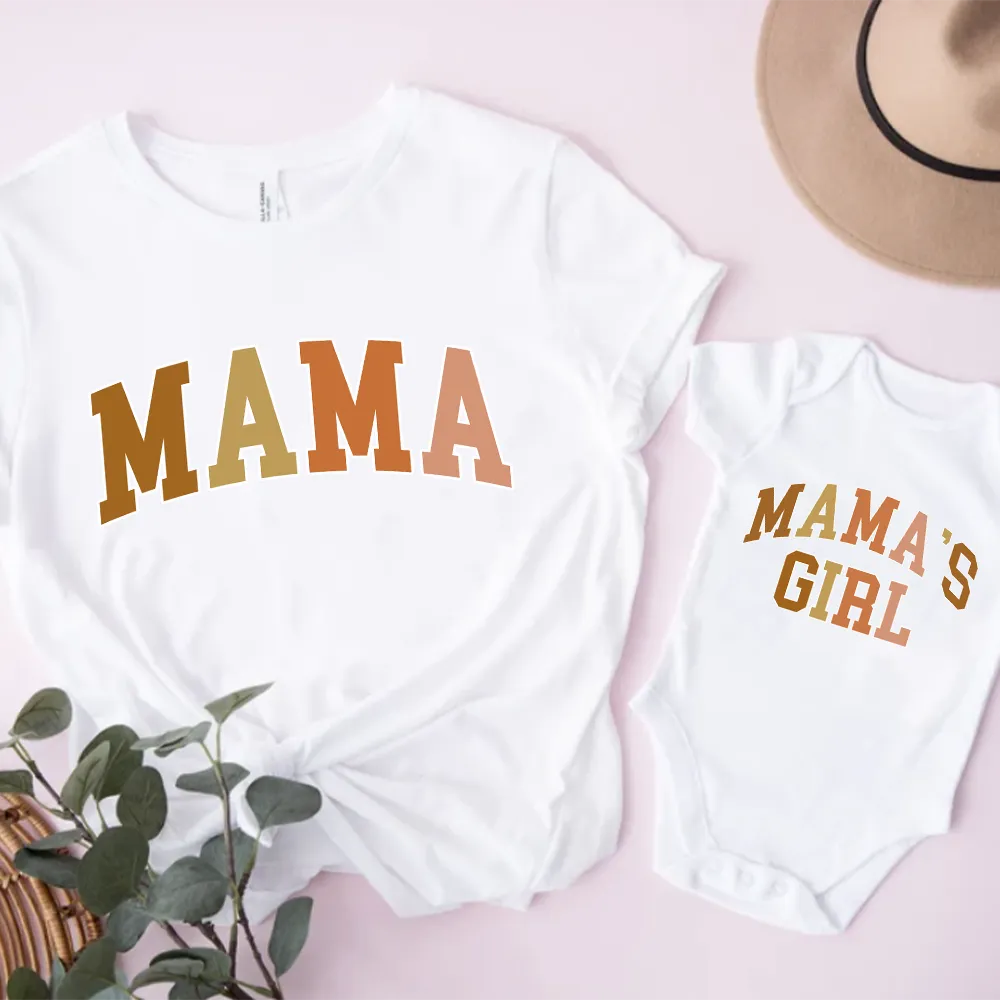 Autumn College Mama & Mama's Girl Matching White T-Shirt & Baby Vest cheap baby clothes online