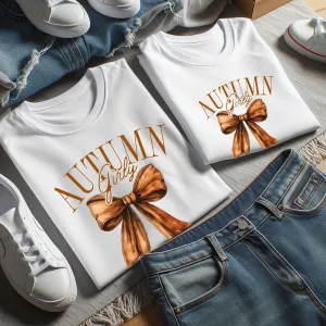 Autumn Girly Bow Matching T-Shirts White discount mum dresses
