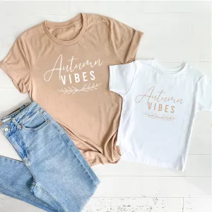 Autumn Vibes Mum Matching Sand Dune/White T-Shirts baby bump outfits discount