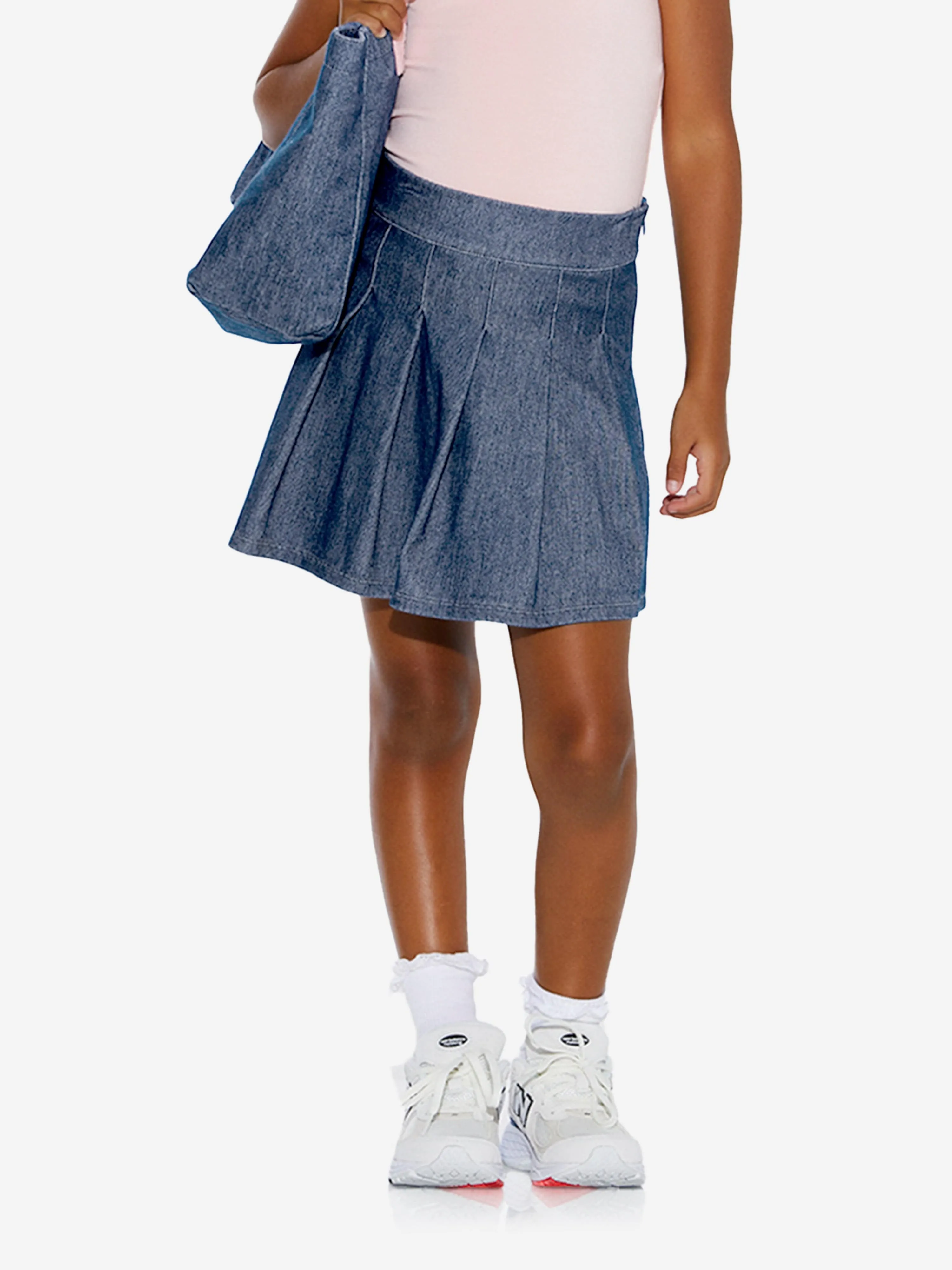 AY von AYLA Girls Denim Look Plissierter Minirock in Blau