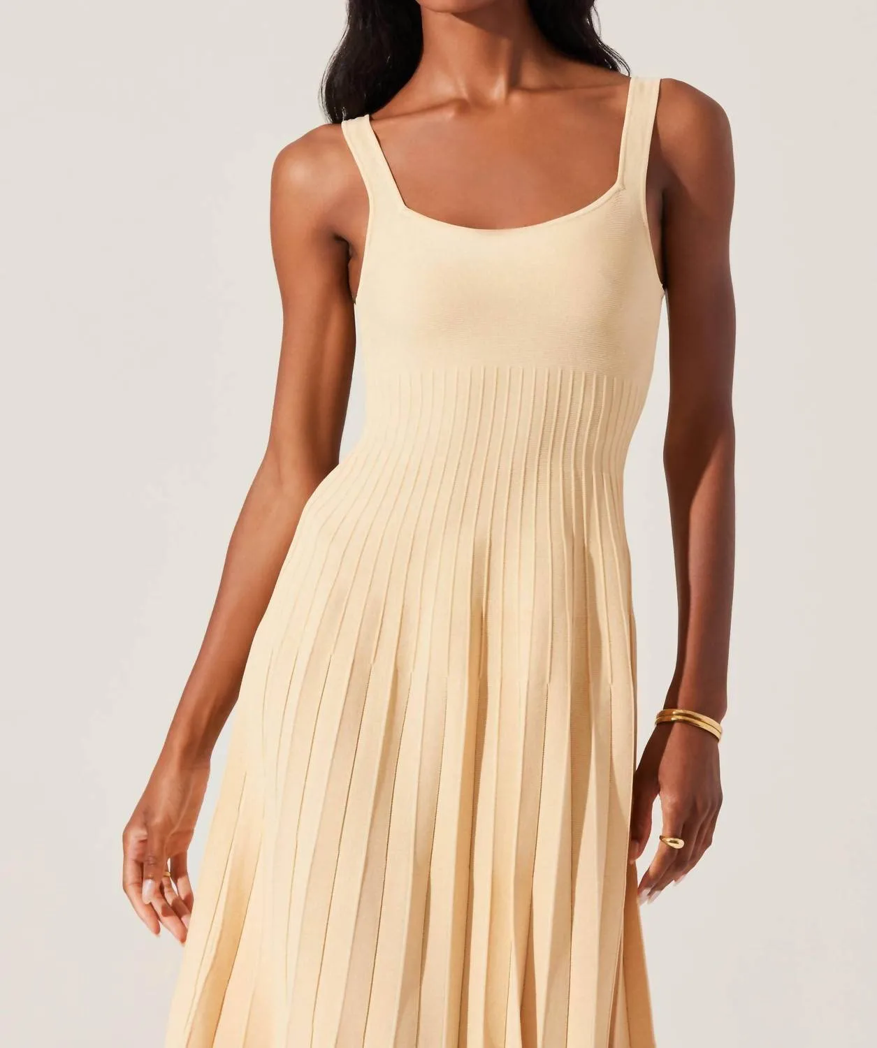 Aylin Pleated Midi Sweater Dress In Yellow