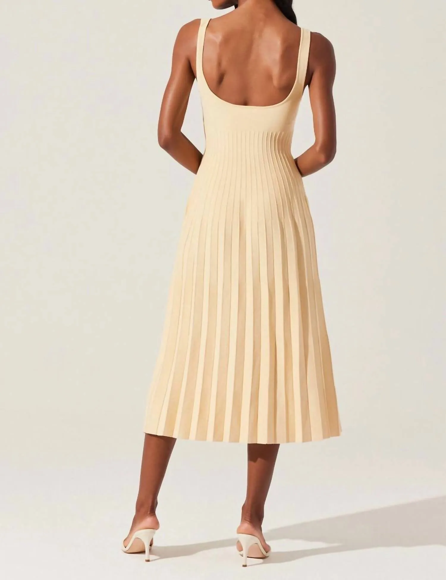 Aylin Pleated Midi Sweater Dress In Yellow