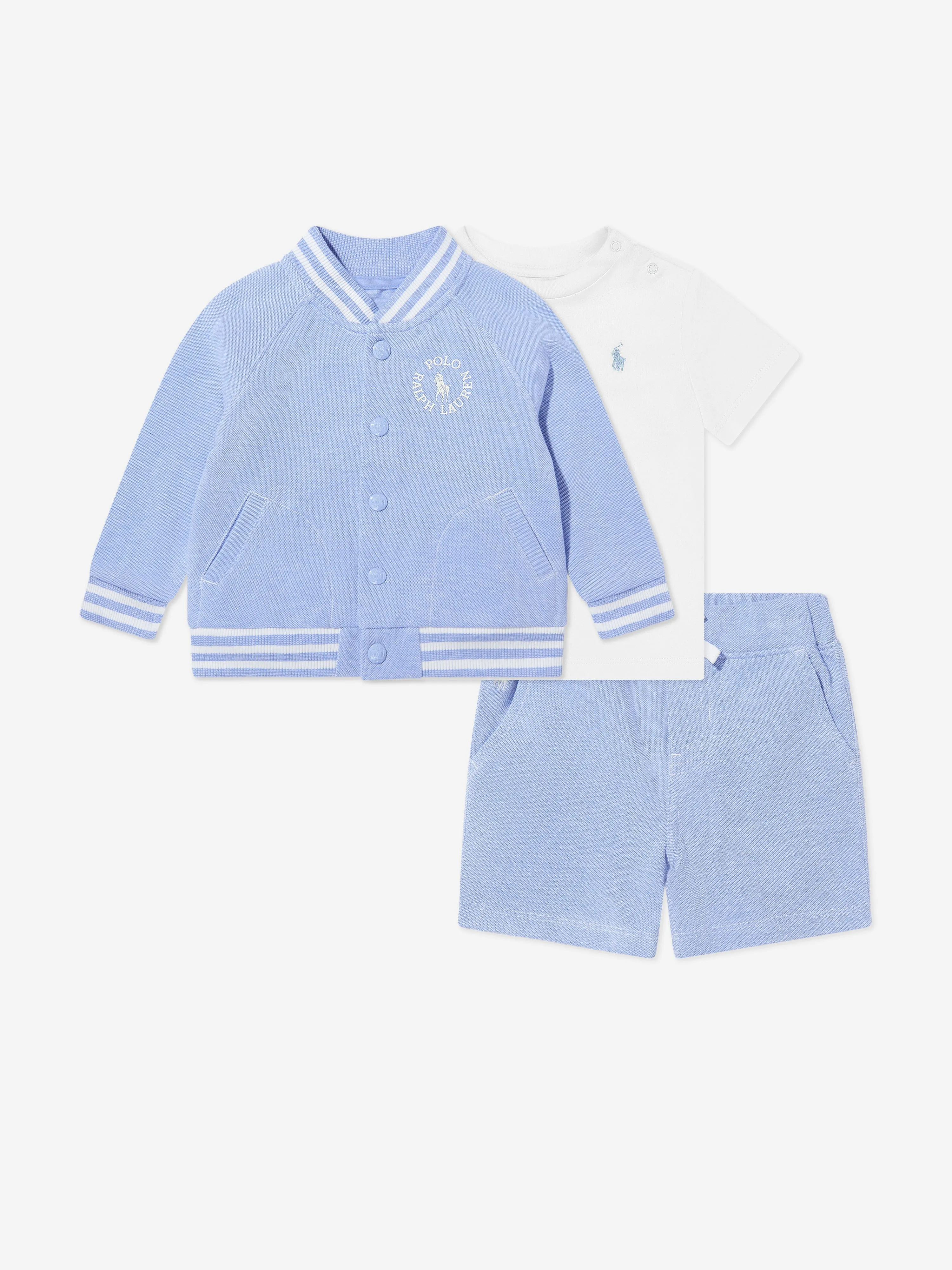 3-teiliges Kurzarm-Set für Babyjungen in Blau