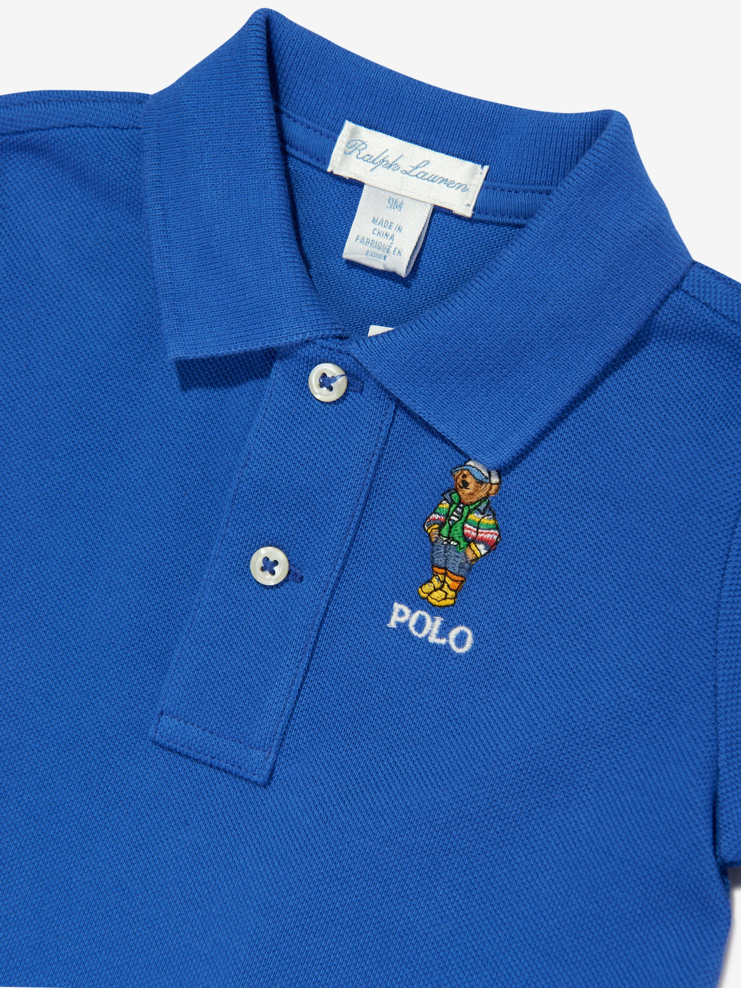 Bären-Poloshirt für Jungen in Blau