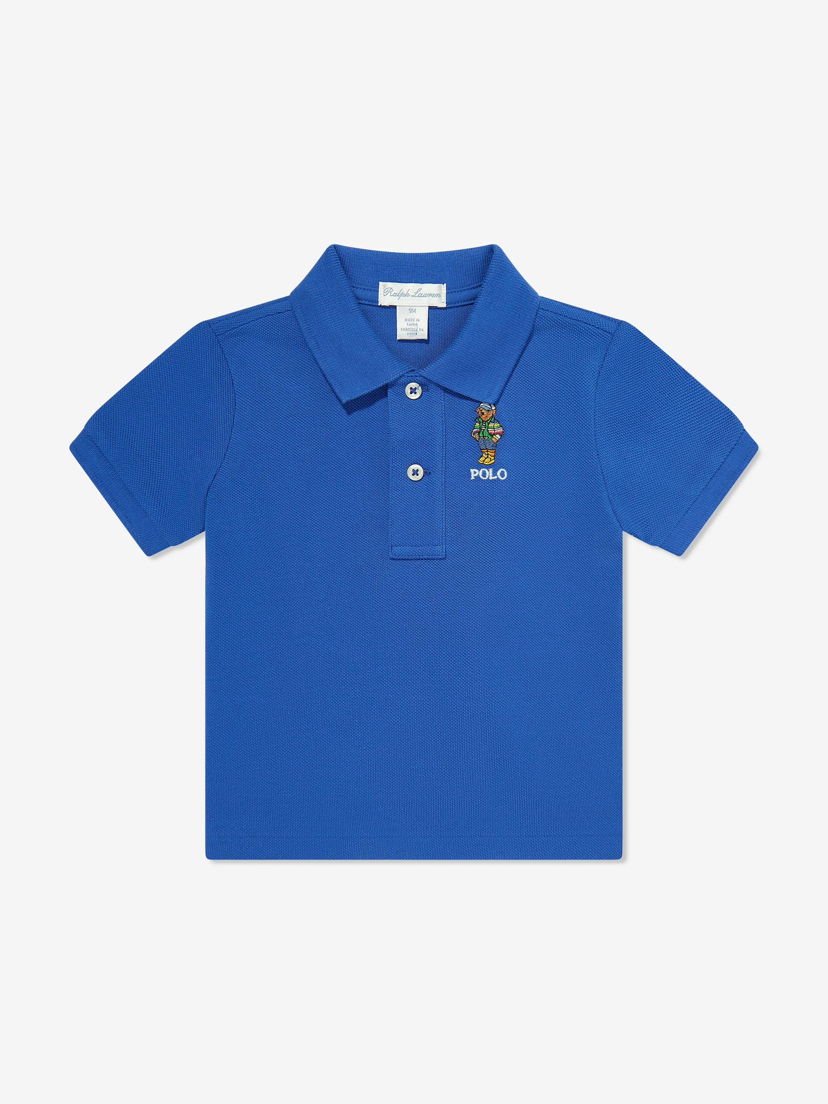 Bären-Poloshirt für Jungen in Blau