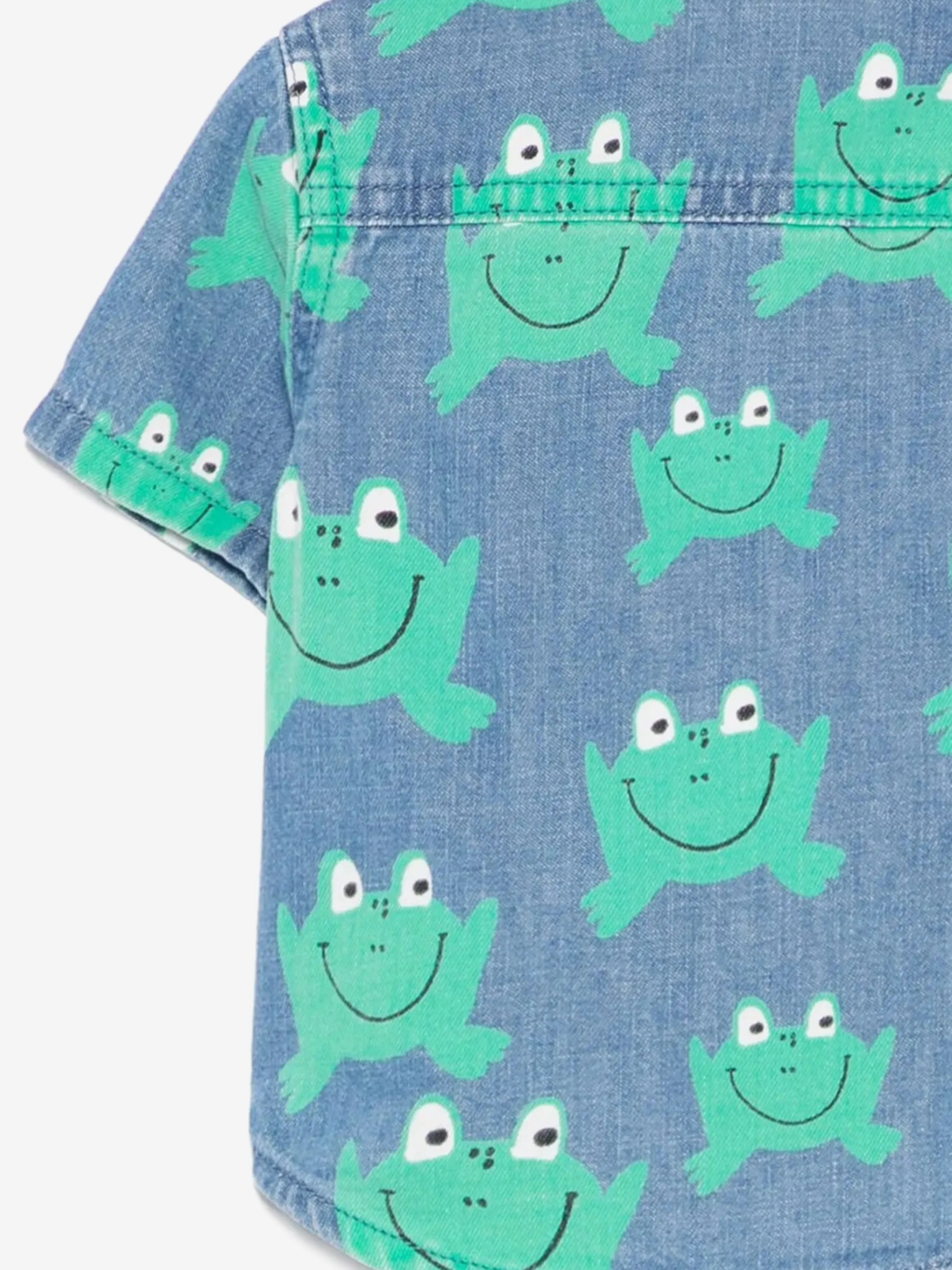 Blaues Denim-Frosch-Hemd für Babyjungen