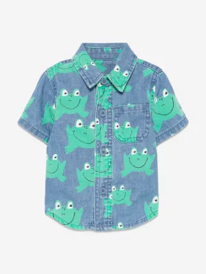 Blaues Denim-Frosch-Hemd für Babyjungen