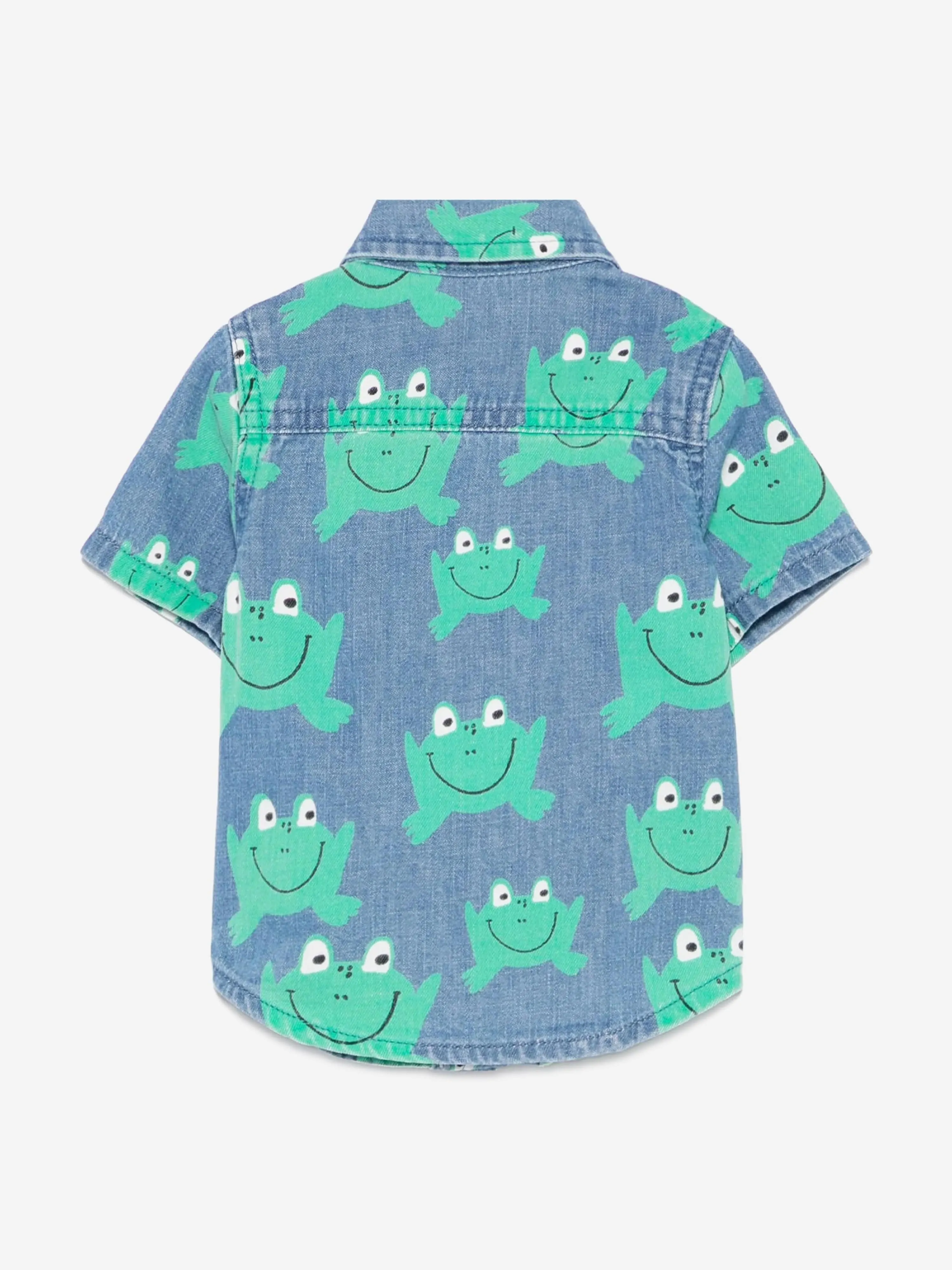 Blaues Denim-Frosch-Hemd für Babyjungen