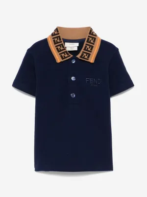Logo Polohemd für Jungen in Marineblau