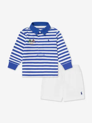 Baby Boys Rugby-Oberteil und Shorts-Set in Blau