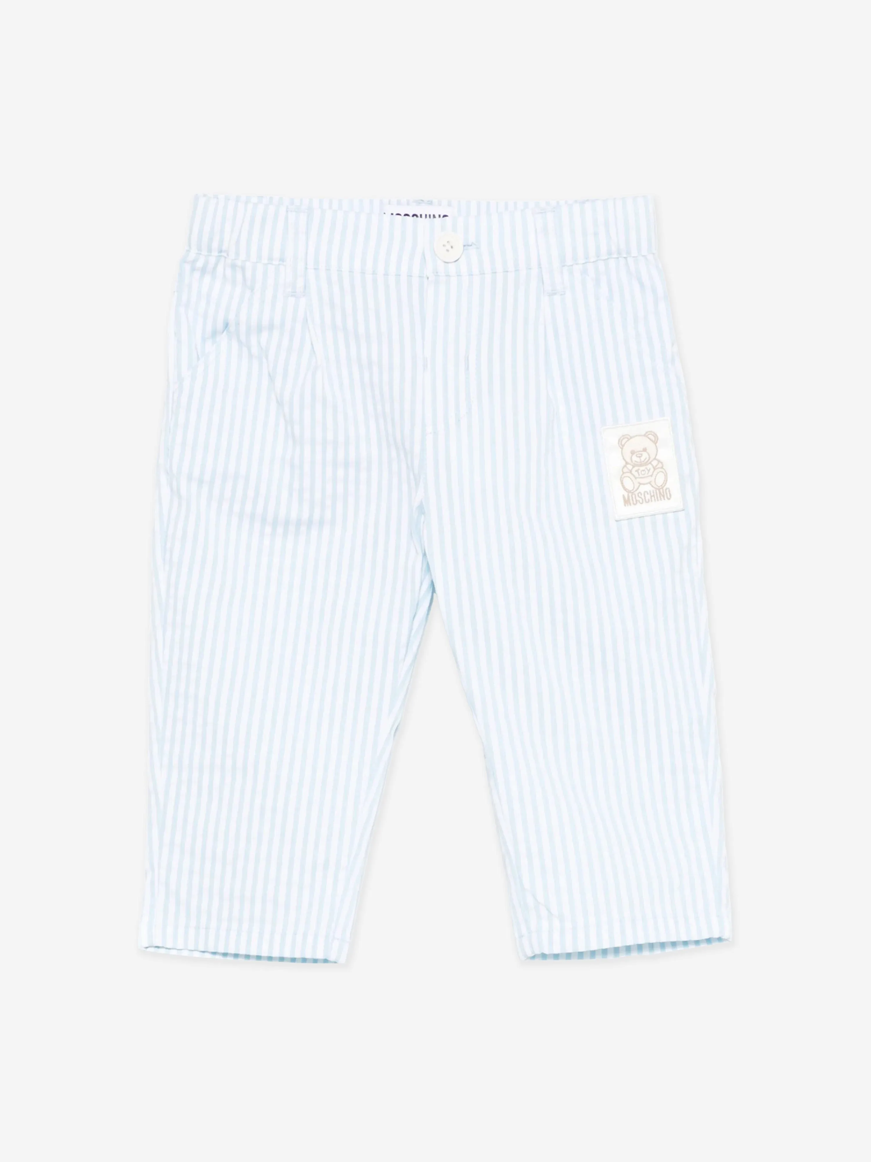 Blaue gestreifte Teddybär-Hose für Babyjungen