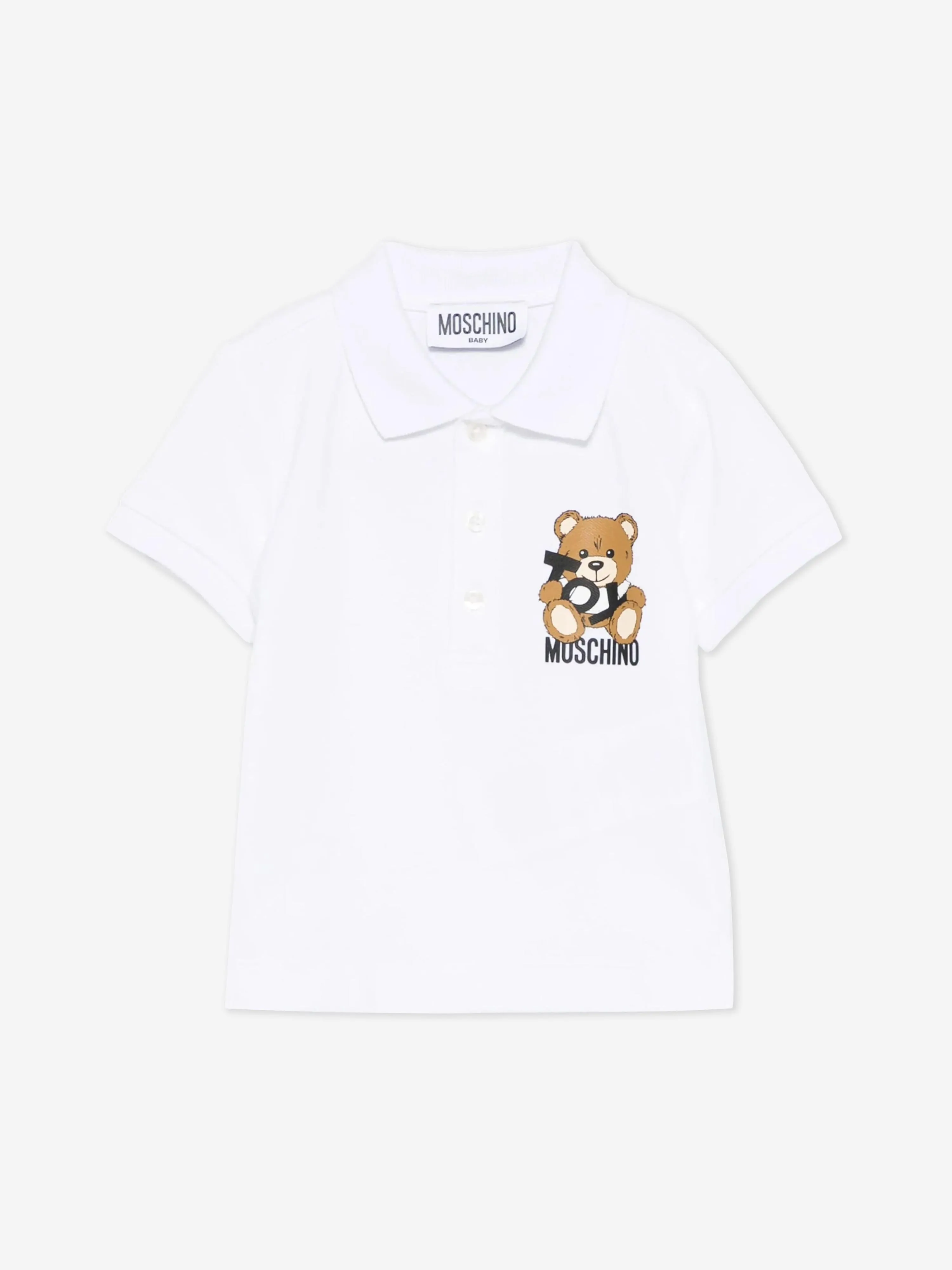 Baby Boys Teddybär Polo-Shirt in Weiß