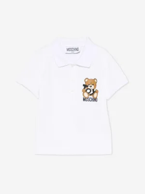 Baby Boys Teddybär Polo-Shirt in Weiß