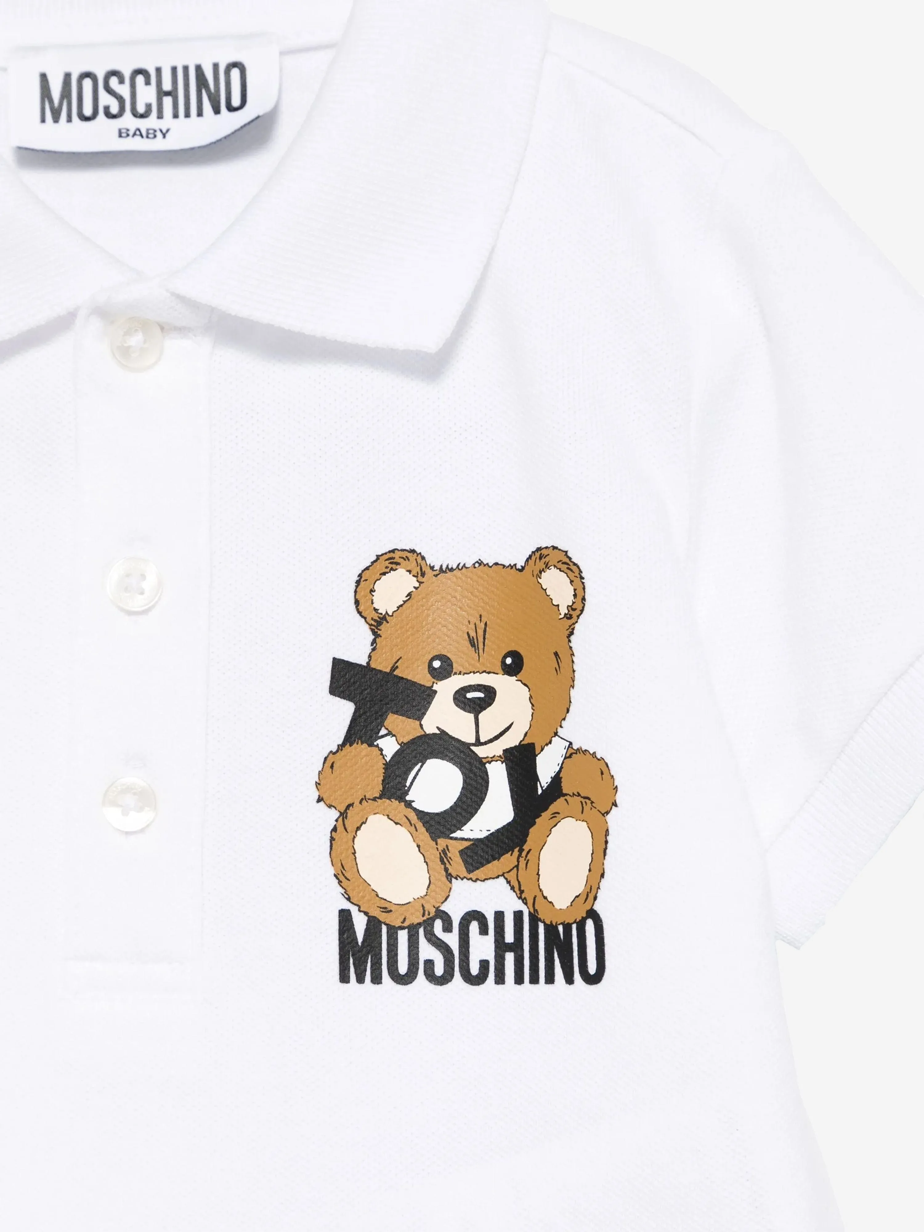 Baby Boys Teddybär Polo-Shirt in Weiß