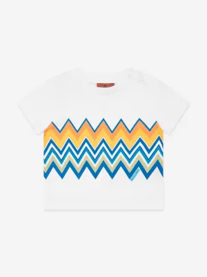 Baby Boys Zickzack-Print T-Shirt in Weiß