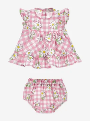 Baby Girls Daisy Kleid und Bloomers Set in Rosa