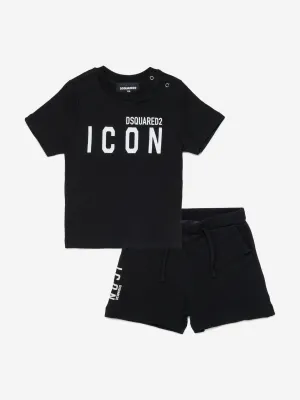 Baby Icon Kurzarm-Pyjama-Set in Schwarz
