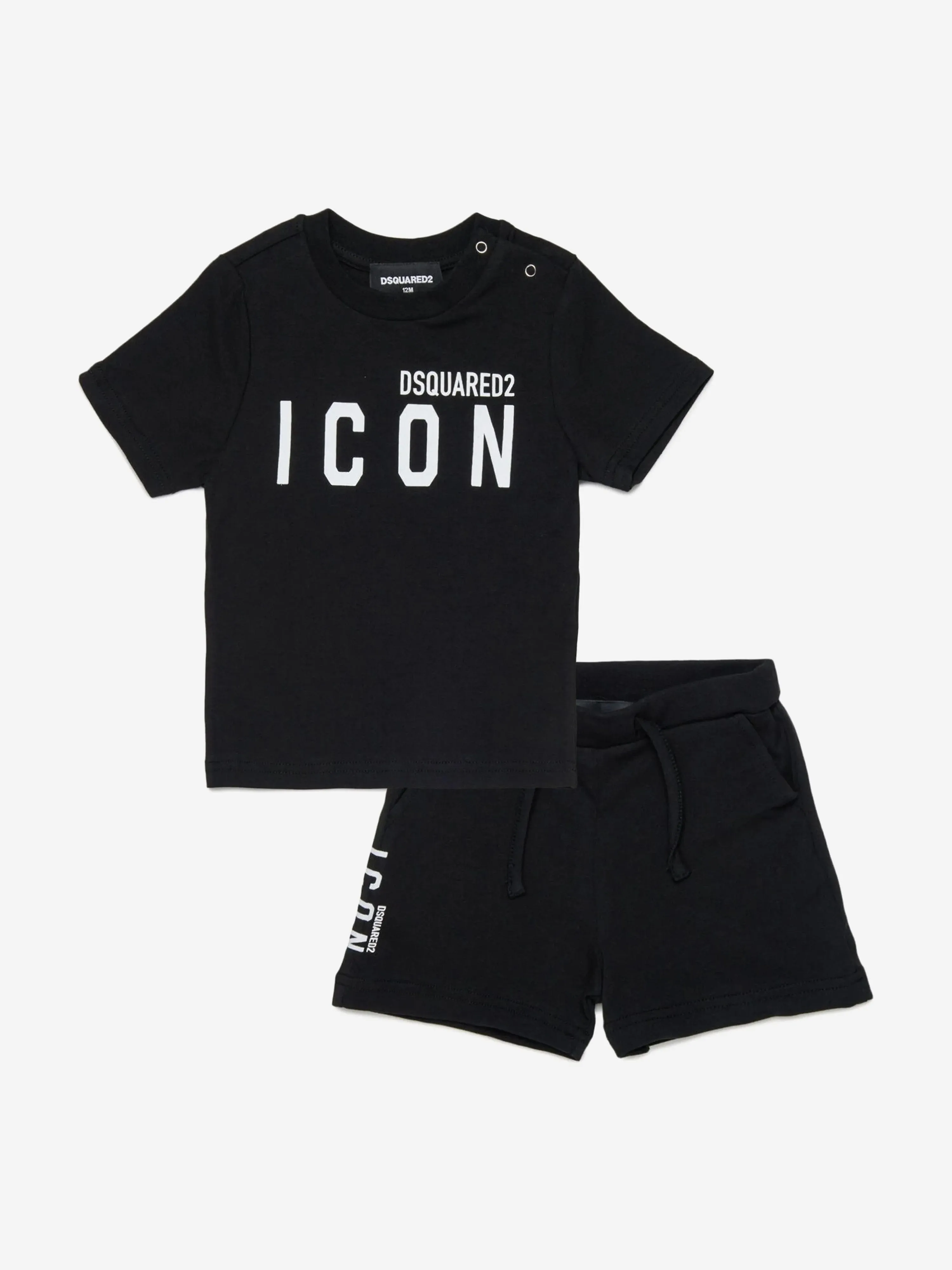 Baby Icon Kurzarm-Pyjama-Set in Schwarz
