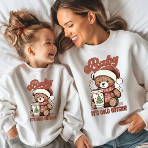 Baby It's Cold Outside Mum Matching Sweatshirts White breastfeeding tops cheap