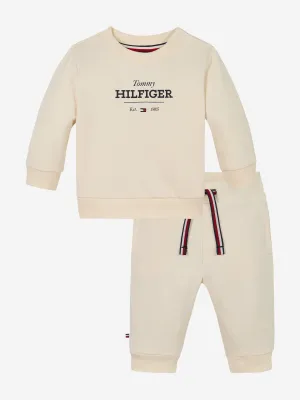 Baby Monotype Logo Tracksuit in Elfenbein