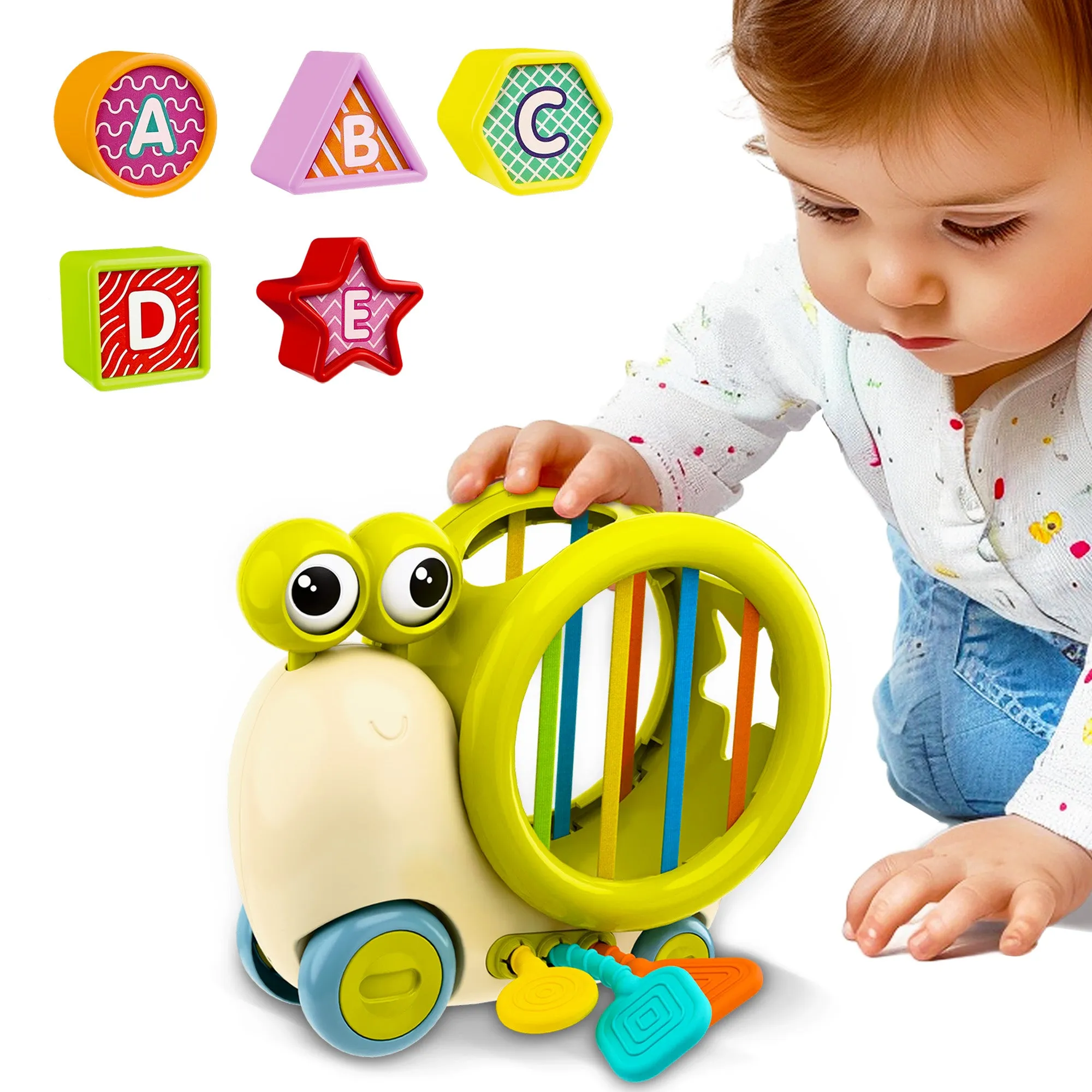 Baby-Schnecken-Aktivitätswürfel, Kleinkind-Montessori-Spielzeug