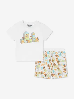 Baby Teddybär Kurzarm-Set in Weiß