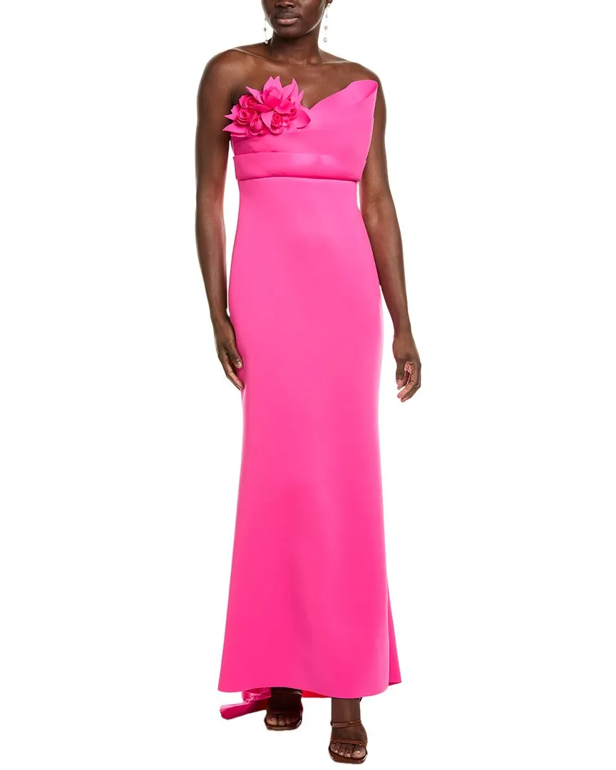 Badgley Mischka 3D Floral Bodice Scuba Gown