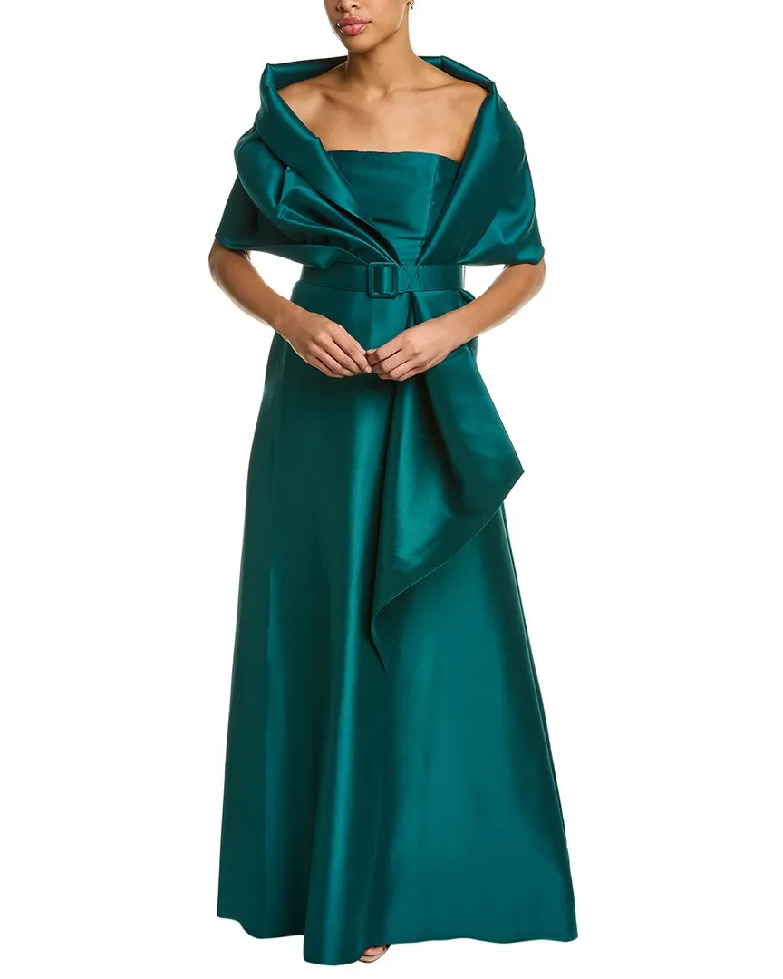 Badgley Mischka Wrap Mikado Gown