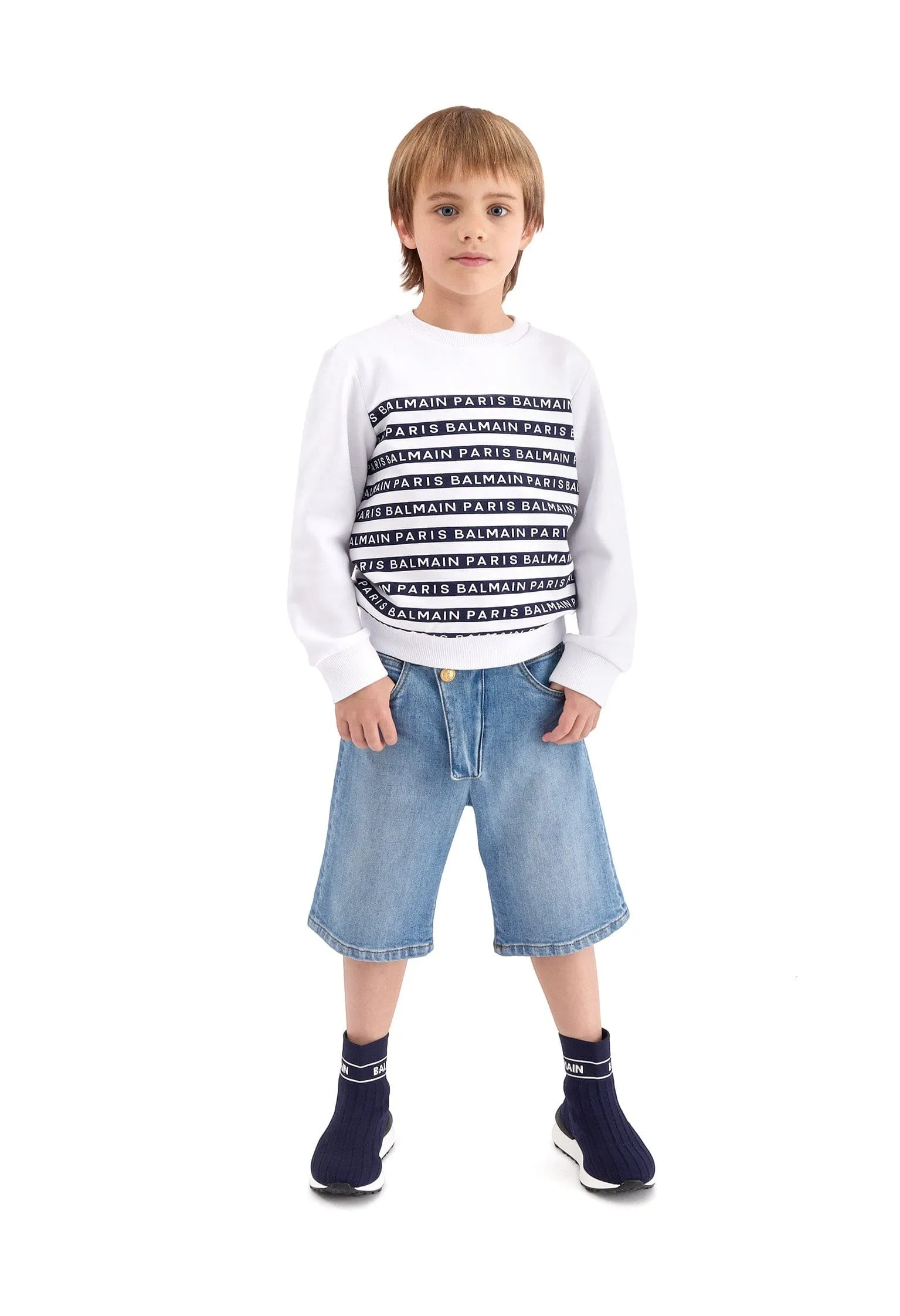 Balmain Jungen-Denimshorts in Blau