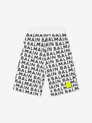 Balmain Boys Logo Jersey Shorts in Schwarz