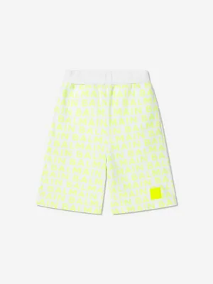 Balmain Boys Logo Jersey Shorts in Weiß