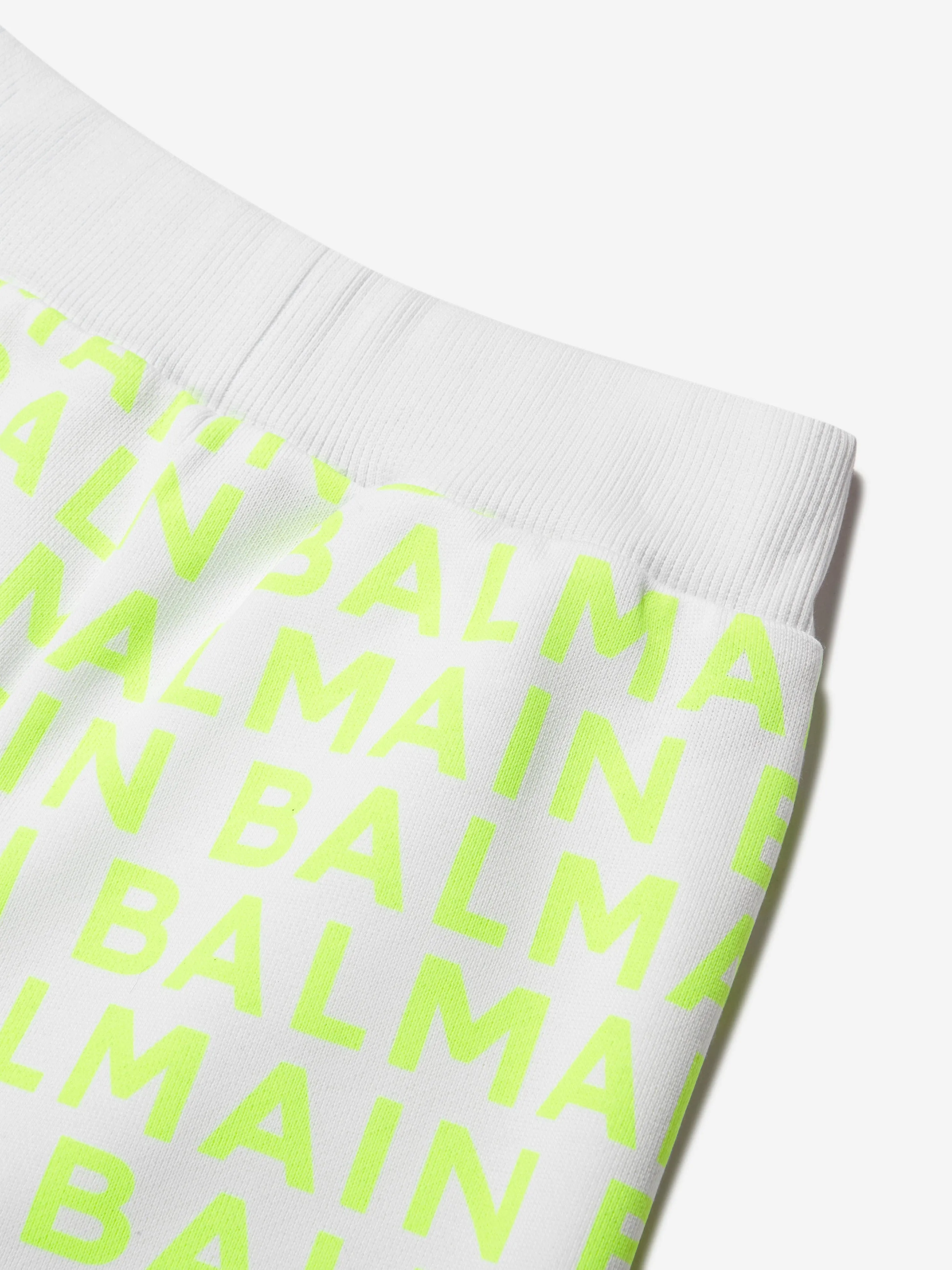 Balmain Boys Logo Jersey Shorts in Weiß