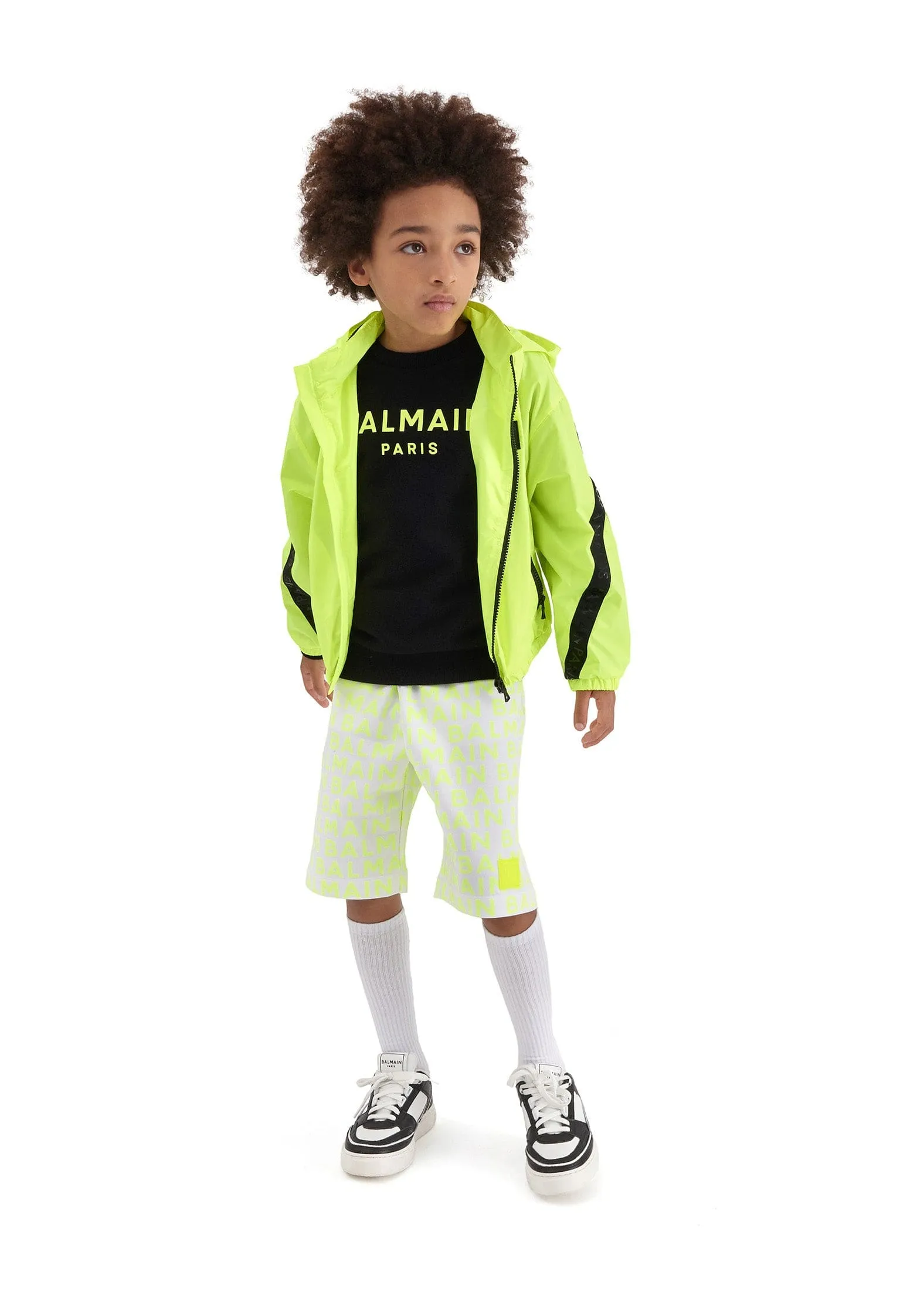 Balmain Boys Logo Jersey Shorts in Weiß