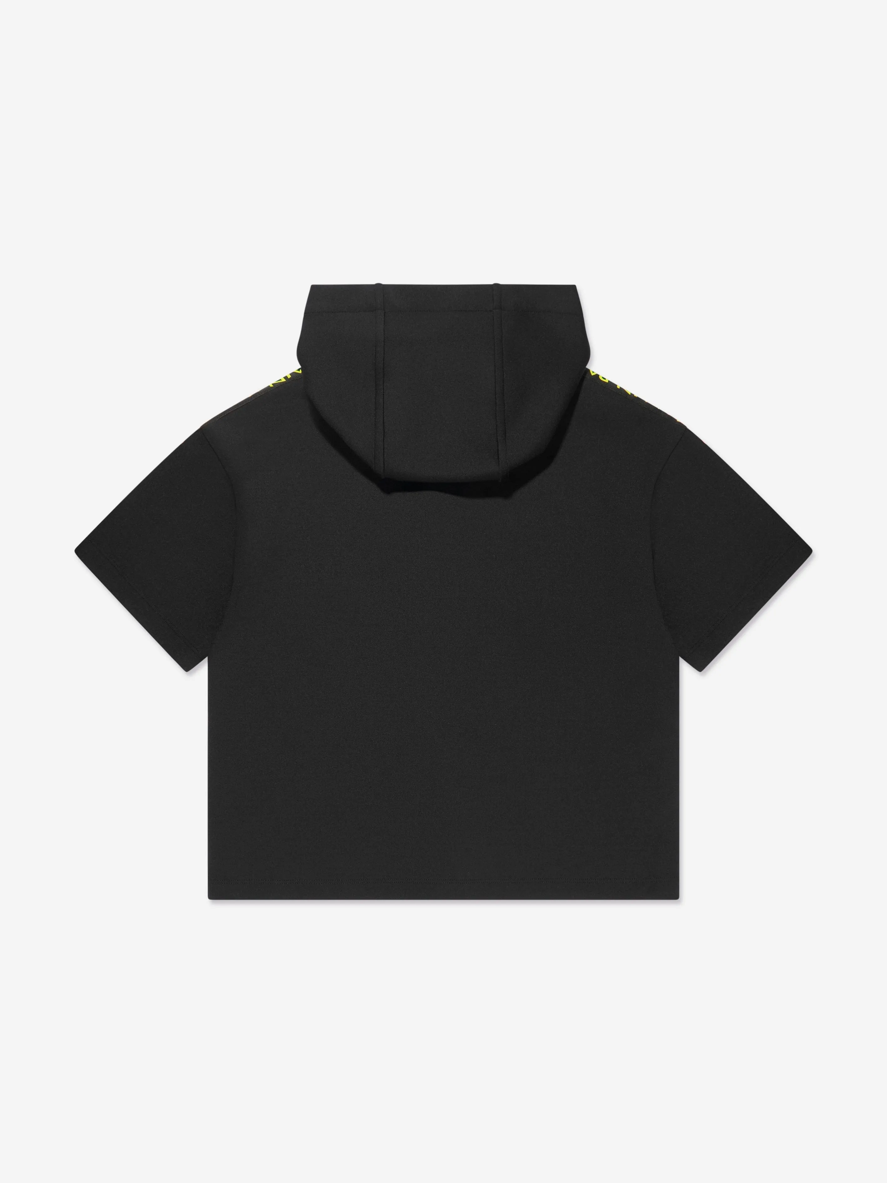 Balmain Jungen Kapuzenpullover mit kurzen Ärmeln in Schwarz