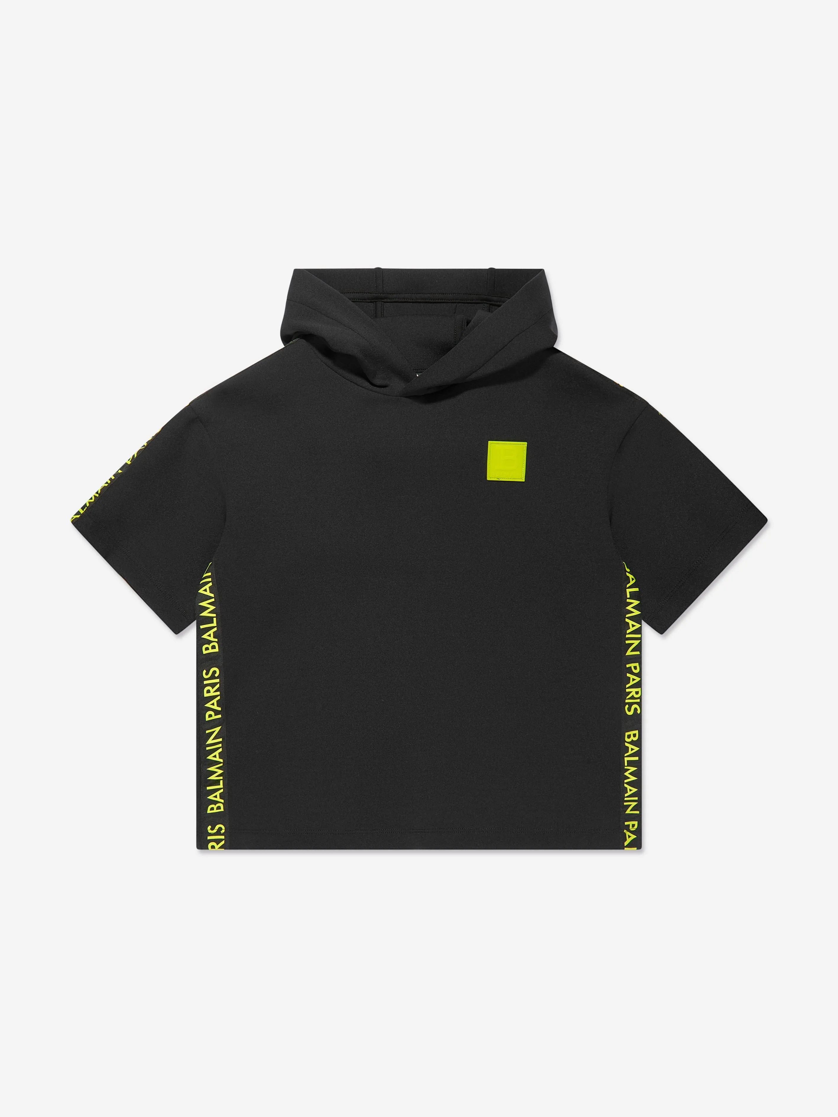 Balmain Jungen Kapuzenpullover mit kurzen Ärmeln in Schwarz
