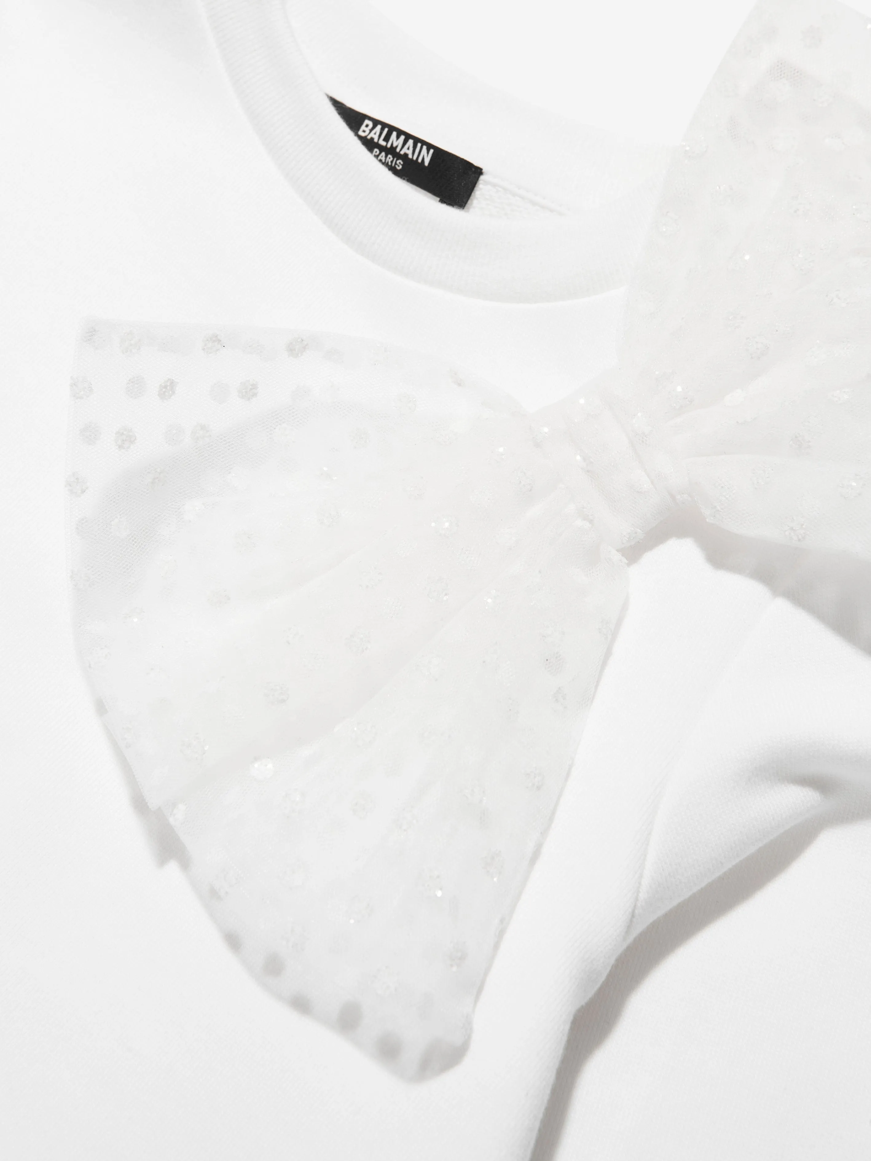 Balmain Mädchen Sweatshirt mit Schleife in Weiß