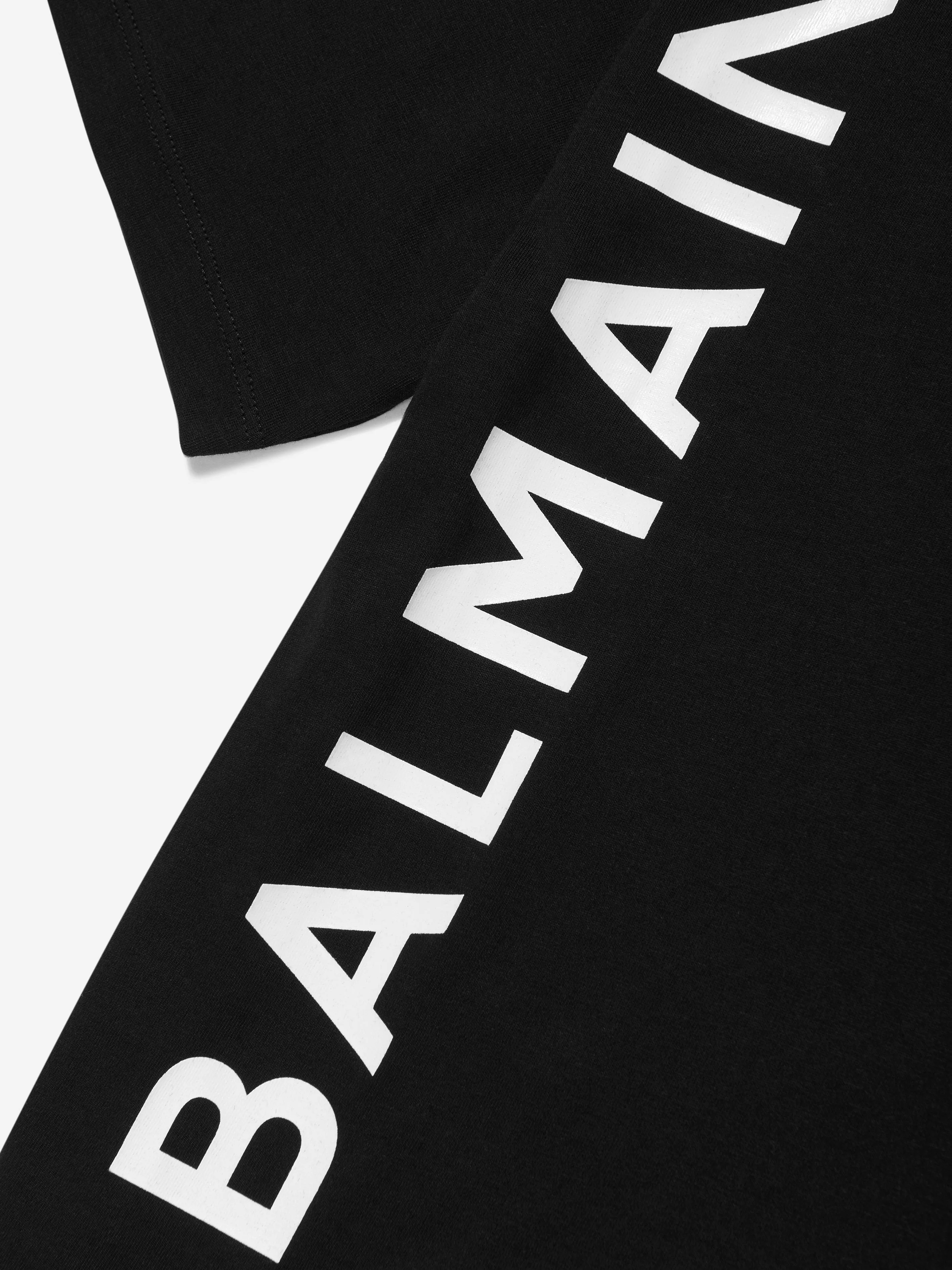 Balmain Kids Logo T-Shirt in Schwarz