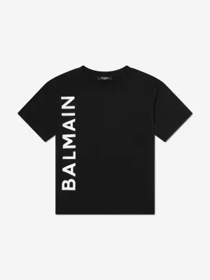 Balmain Kids Logo T-Shirt in Schwarz