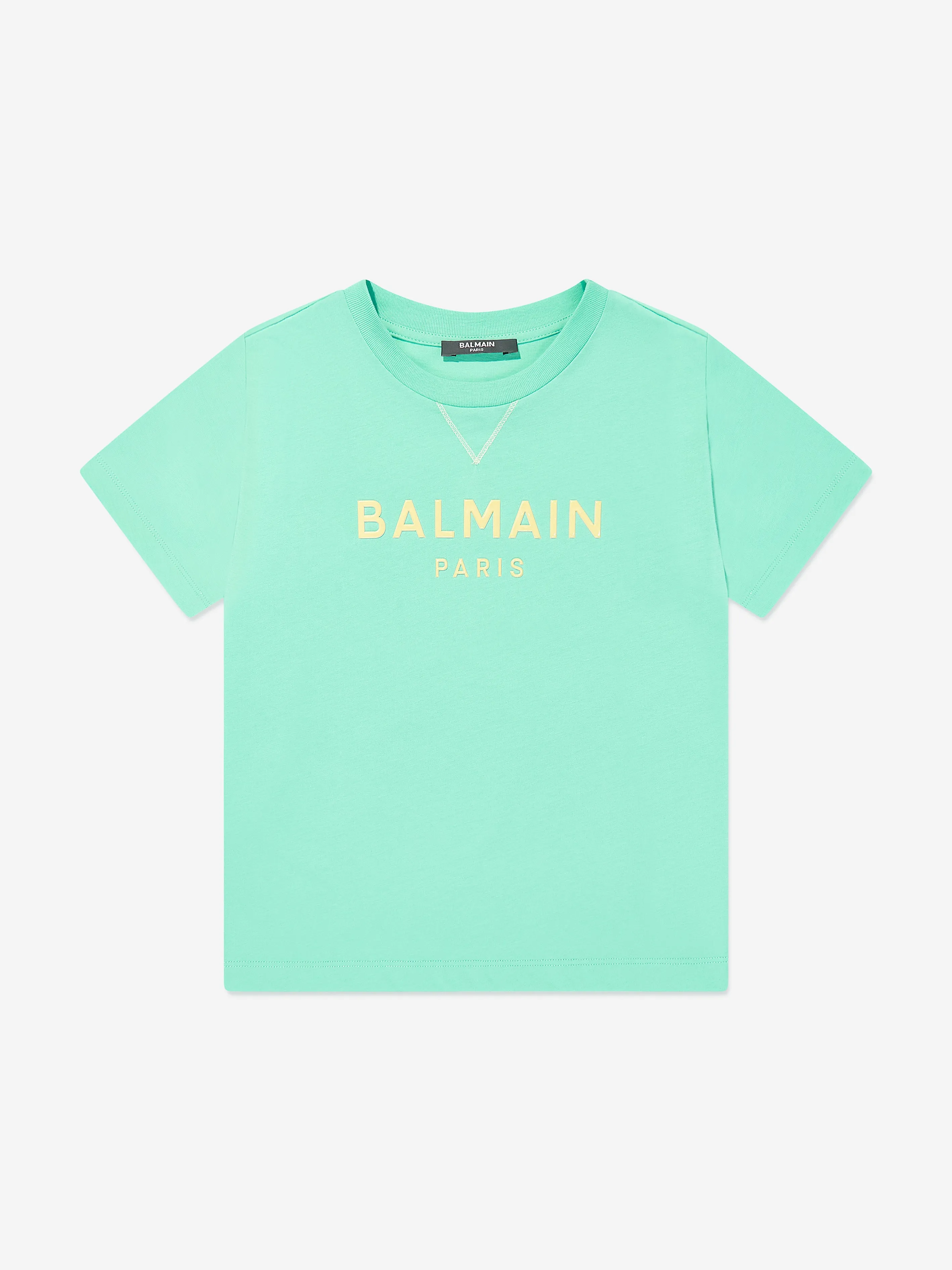 Balmain Kids Logo T-Shirt in Grün